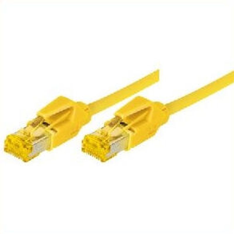 Câble de raccordement Cat. 6A (ISO/IEC) Tecline, S/FTP, sans halogène, avec protection contre l'arrachement, jaune, 10,0 m