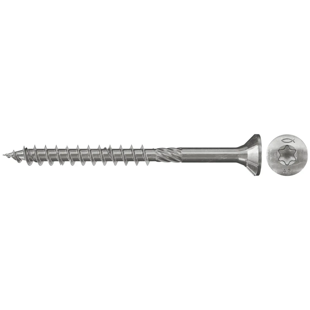 Vis à panneau PowerFast 5,0x50 FPF-ST A2P de Fischer, tête fraisée, empreinte TX, inox A2, filetage partiel