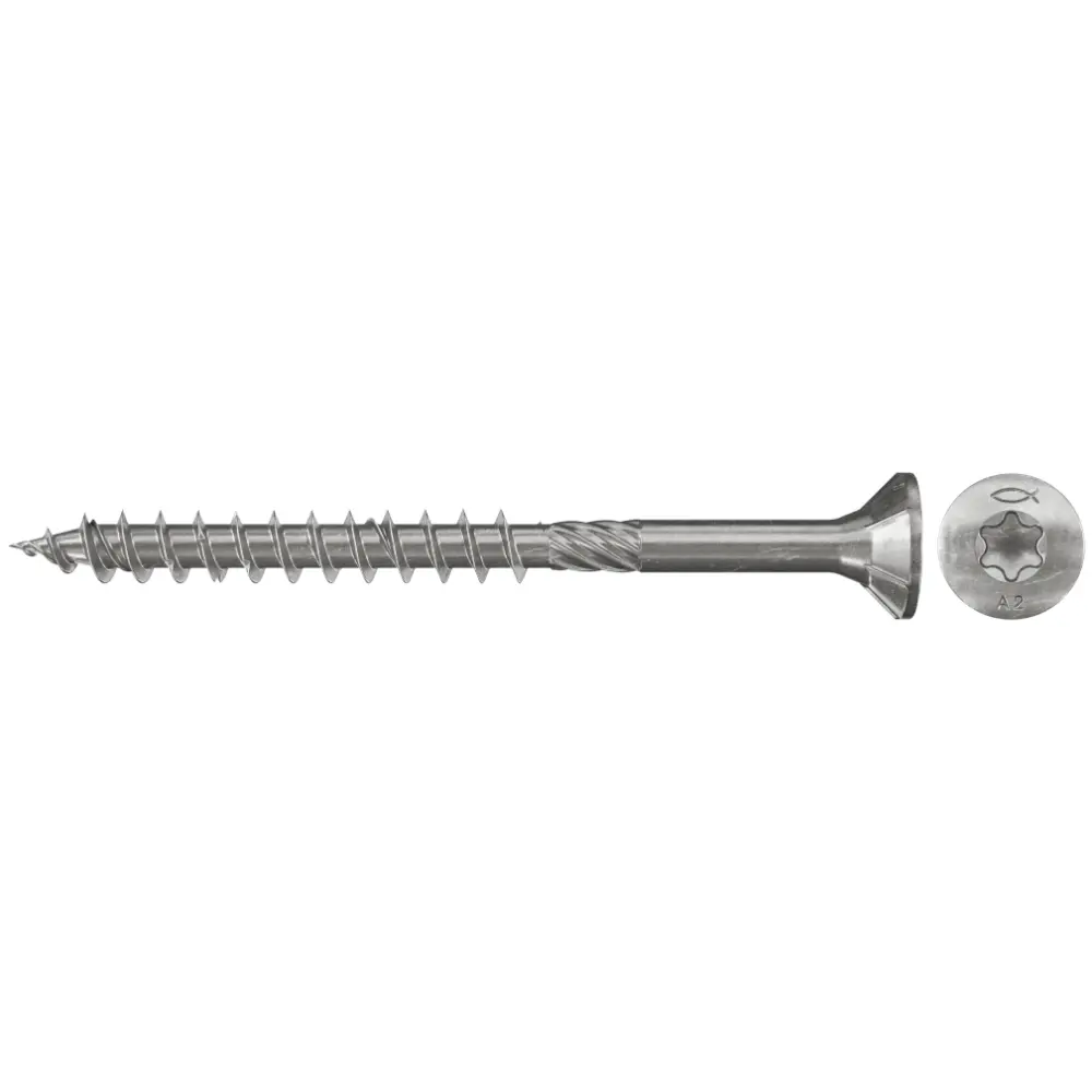Vis pour panneau de particules Fischer PowerFast 5,0x120 FPF-ST A2P, tête fraisée, empreinte TX, inox A2, filetage partiel