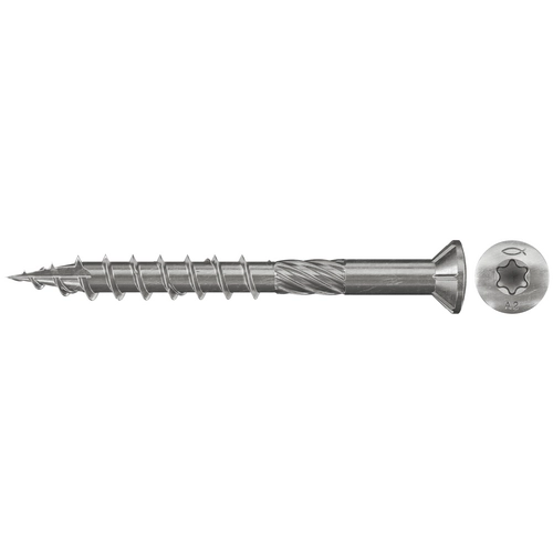 Vis terrasse Fischer 5,0x60 FTS-ST A2P, tête fraisée plate TX, A2, filetage partiel — lot de 500 pièces