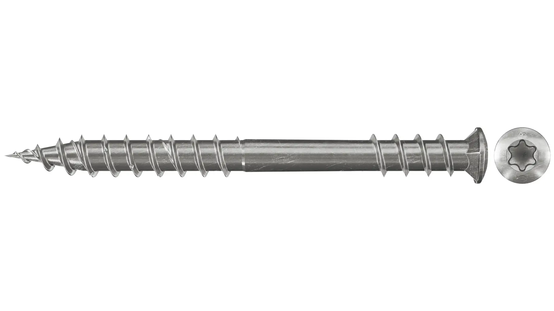 Vis terrasse Fischer avec filetage de fixation 5,5x80 FPF-ST A2P, tête fraisée TX, A2, filetage partiel — lot de 200 pièces
