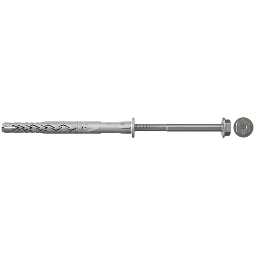 Cheville à long fût SXRL 10x230 FUS R de Fischer avec vis à six pans et rondelle U, inoxydable — lot de 50 pièces