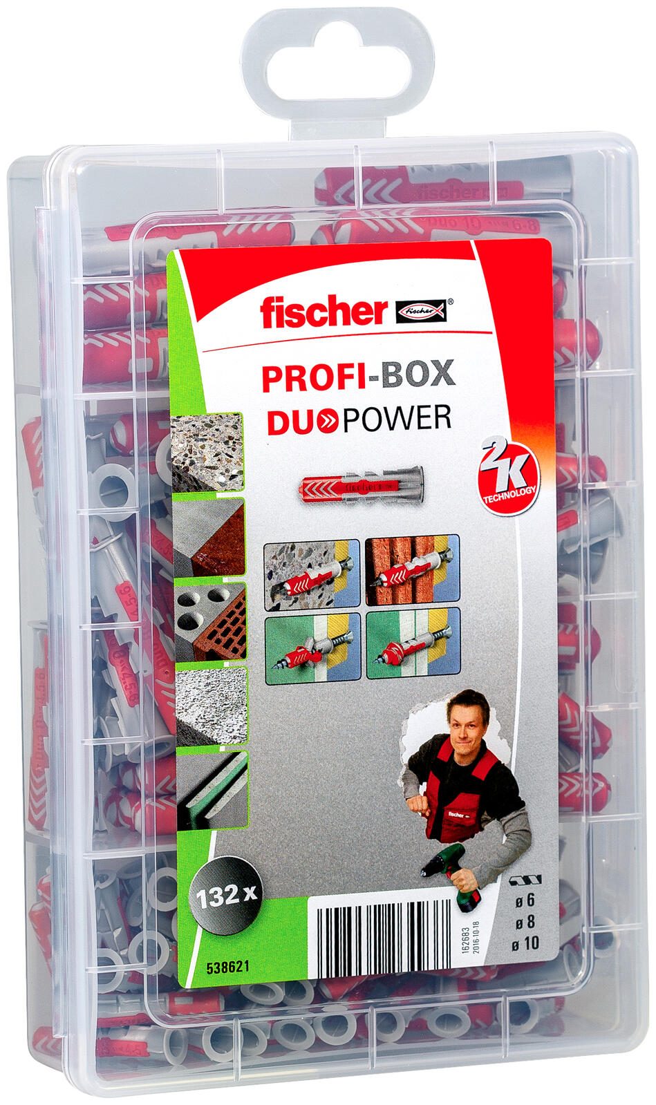 Boîte professionnelle fischer - Cheville Universelle DuoPower (132 pièces) — lot de 132 pièces
