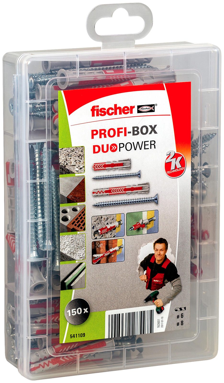 fischer Boîte Pro - DuoPower Jeu de chevilles et vis 150 pièces — lot de 150 pièces
