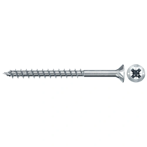 Vis Fischer 100x Power-Fast II FPF II CZP 3,5 x 50 mm BC tête fraisée PZ2, filetage partiel, zinguée bleue passivée — lot de 100 pièces