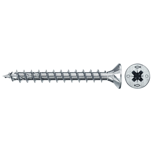 Fischer 300x Power-Fast II FPF II CZF 4,5 x 30 mm BC tête fraisée à empreinte cruciforme PZ2 filetage total galvanisé bleu passivé - 670296 — lot de 300 pièces