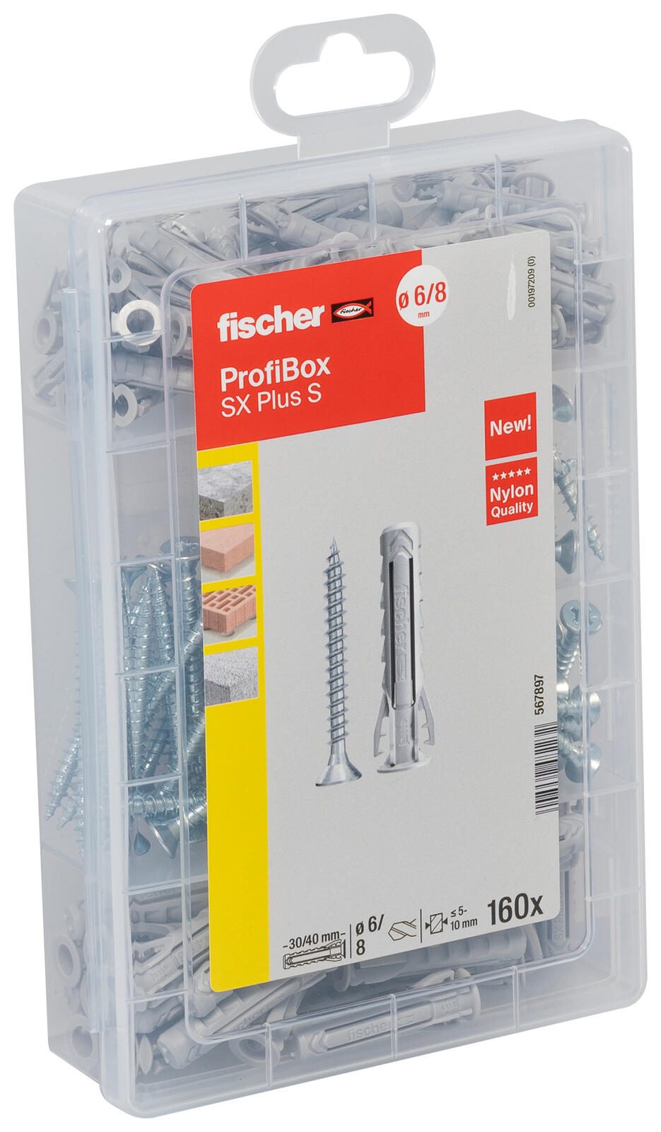 fischer Profi-Box - SX Plus + S Assortiment de chevilles et vis 160 pièces — lot de 160 pièces