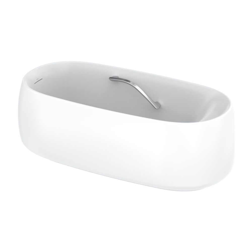 Baignoire flottante TOTO ronde, autoportante, longueur 1700mm, avec poignée, Galalato, Recline Comfort, blanc mat