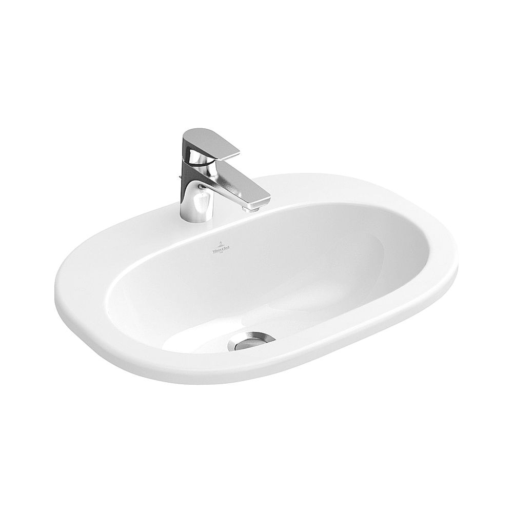 Lavabo à encastrer Villeroy & Boch O.novo 560x405mm ovale 1 trou de robinetterie sans trop-plein Blanc Alpin