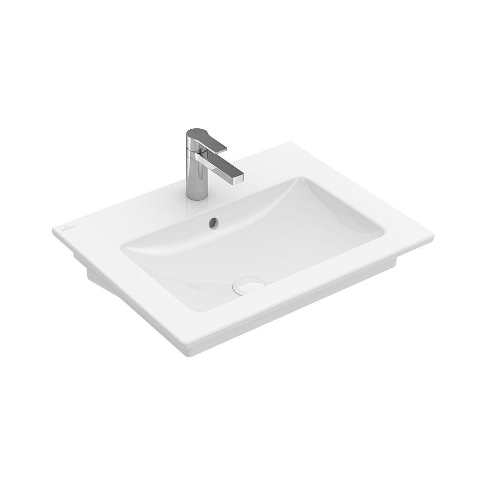 Lavabo Villeroy & Boch Venticello 600x505mm rectangulaire 1 trou de robinetterie avec trop-plein Blanc Alpin CeramicPlus