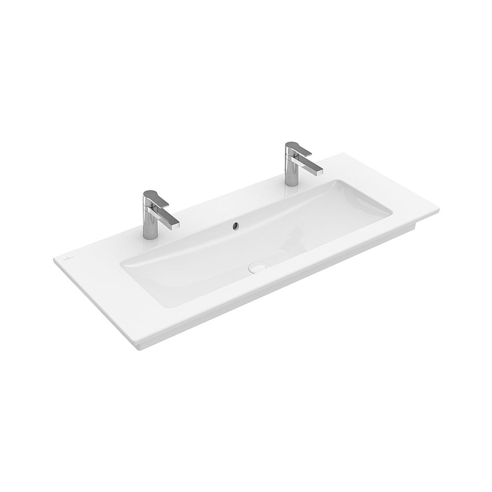 Meuble-lavabo Villeroy & Boch Venticello 1200x500mm rectangulaire 2 trous de robinetterie avec trop-plein Blanc Alpin CeramicPlus