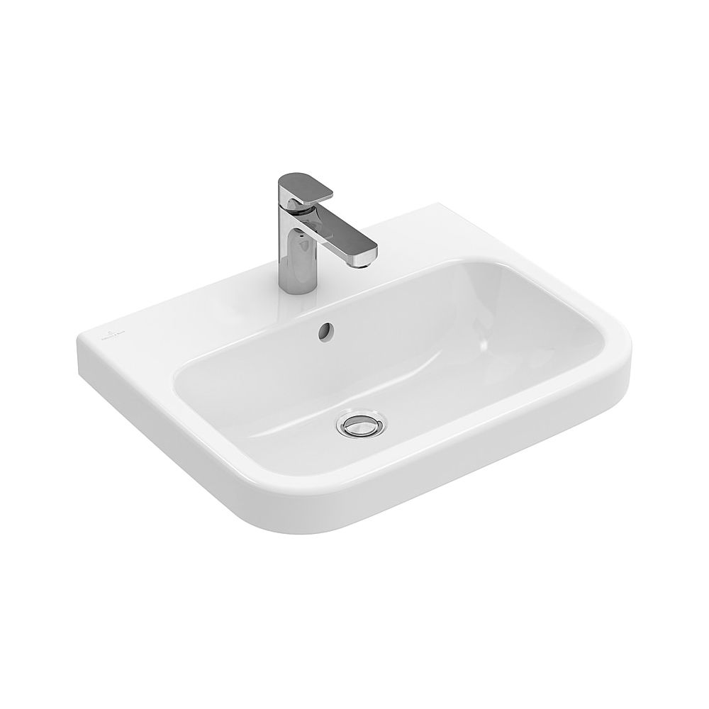Lavabo Villeroy & Boch Architectura 650x470mm rectangulaire 1 trou de robinetterie sans trop-plein Blanc Alpin CeramicPlus