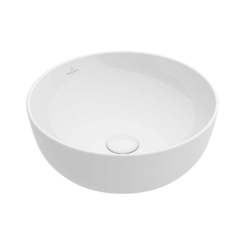 Lavabo sur colonne Villeroy & Boch Artis 430x430mm rond sans trop-plein Coal Black
