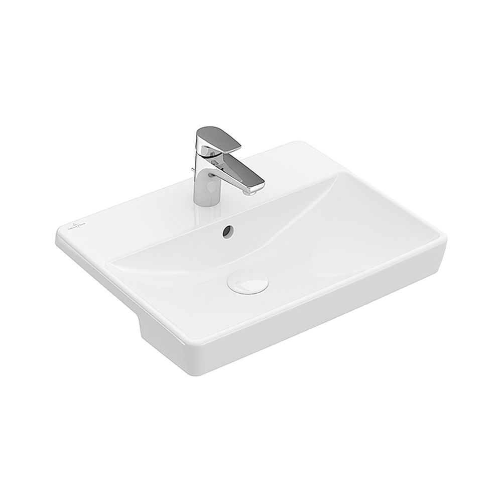 Lavabo à poser Villeroy & Boch Avento 550x440mm rectangulaire 1 trou de robinetterie avec trop-plein Blanc Alpin CeramicPlus