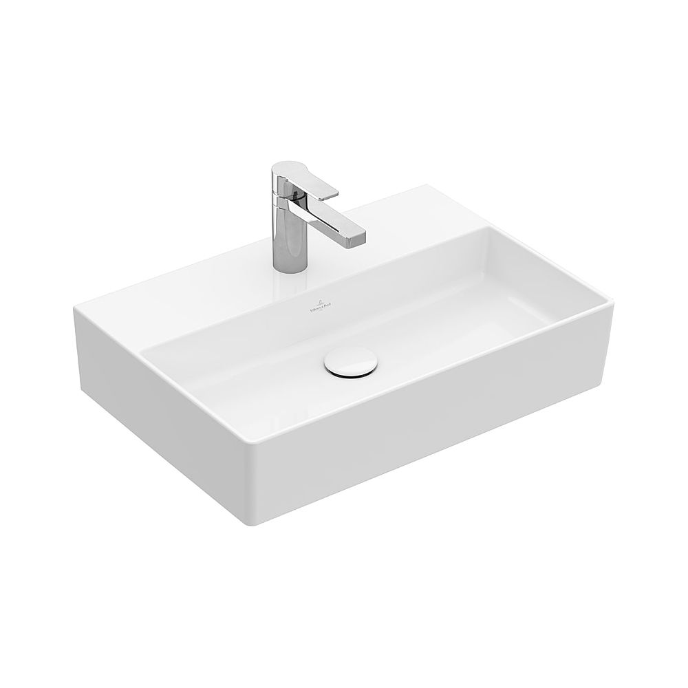 Villeroy & Boch Lavabo Memento 2.0 600x420mm rectangulaire 1 perçage sans trop-plein poncé Blanc Alpin CeramicPlus