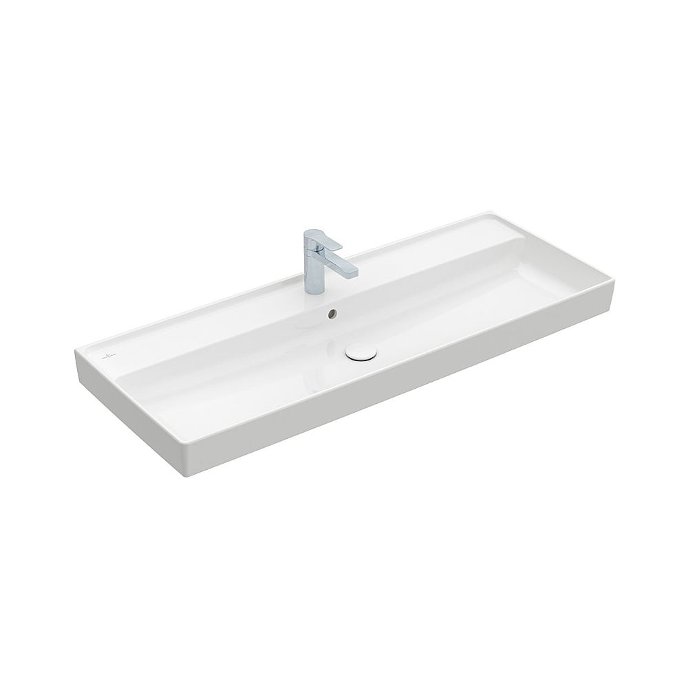 Meuble-lavabo Villeroy & Boch Collaro 1200x470mm rectangulaire 1 trou de robinetterie sans trop-plein Blanc Alpin