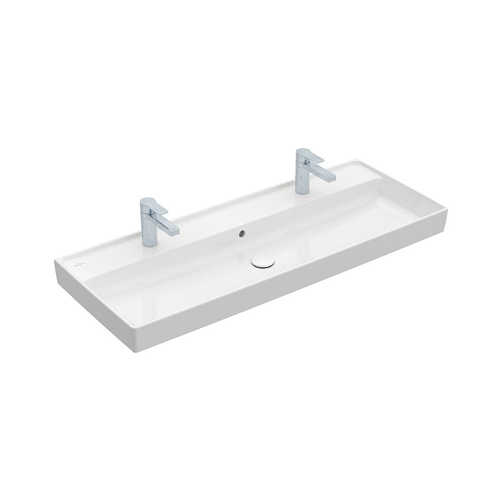 Villeroy & Boch Meuble-lavabo Collaro 1200x470mm rectangulaire 2 trous de robinetterie avec trop-plein Blanc Alpin