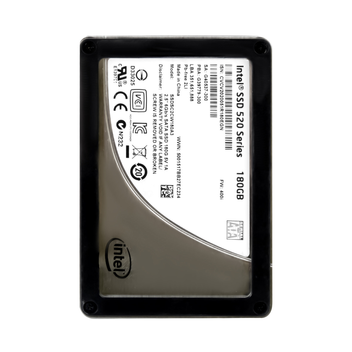 INTEL SSD 520 Series 180 Go MLC SATA III 2,5'' SSDSC2CW180A3