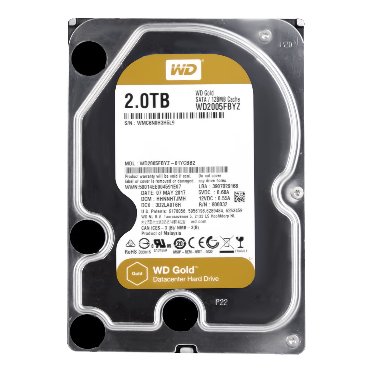 WD GOLD 2 To 7,2K 128 Mo SATA III 3,5'' WD2005FBYZ