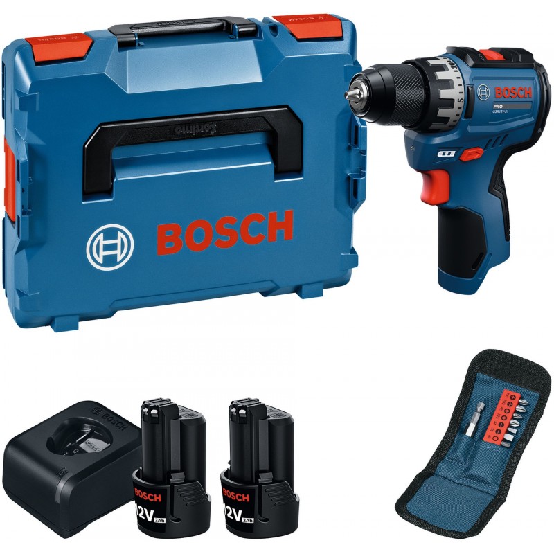 BOSCH GSR12V-31 PROFESSIONAL Perceuse-visseuse sans fil, 2x 12V/2,0Ah, L-BOXX 06019S6013