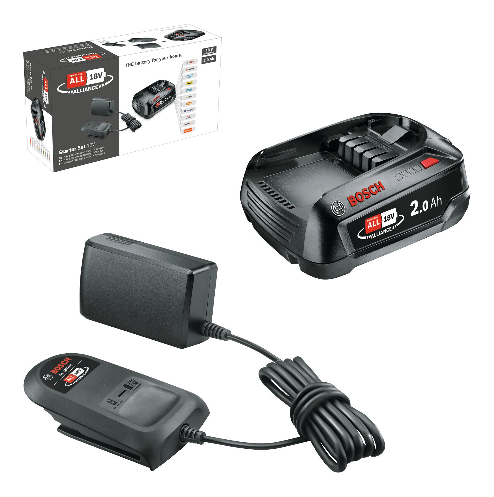 BOSCH Starter-Set 18V Alliance - 1× batterie 2,0 Ah, chargeur 1600A02CK7