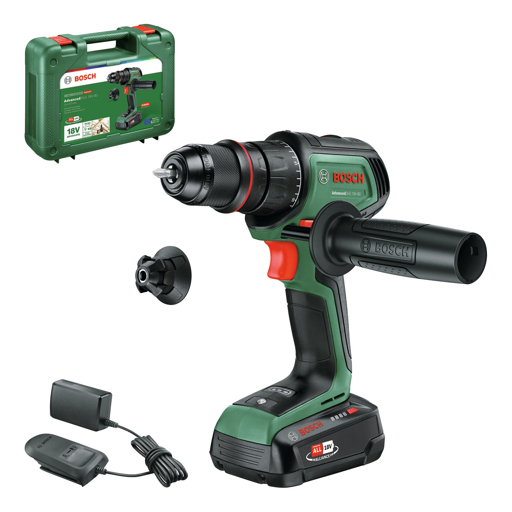 BOSCH AdvancedDrill 18V-80 QuickSnap Perceuse-visseuse sans fil 1 x batterie 2,5 Ah 06039E2001