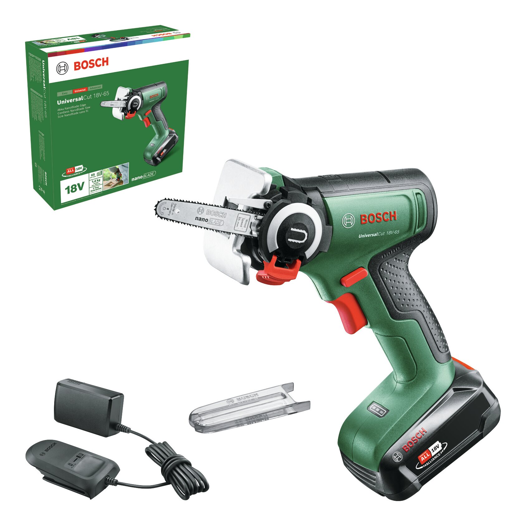 BOSCH UniversalCut 18V-65 (1x2,5 Ah) Scie à accumulateur avec technologie NanoBlade 06033D5202