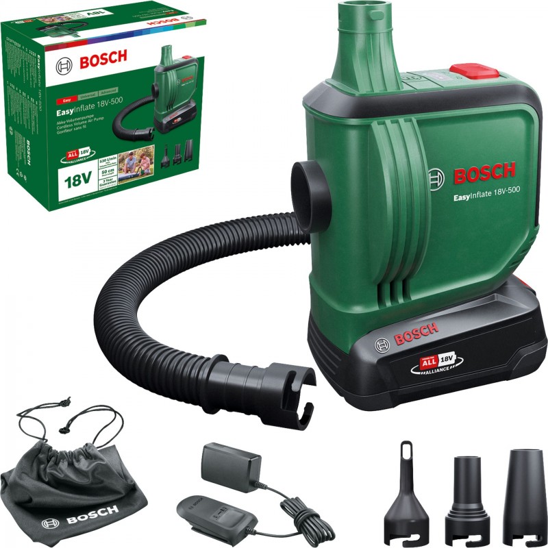 BOSCH EasyInflate 18V-500 Pompe à volume à accumulateur 1x 2,0Ah 0603947201