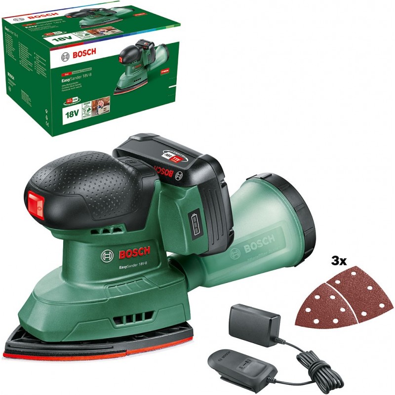 BOSCH EasySander 18V-8 Ponceuse multi-fonctions sur batterie, 1x2,0 Ah 06033E3002
