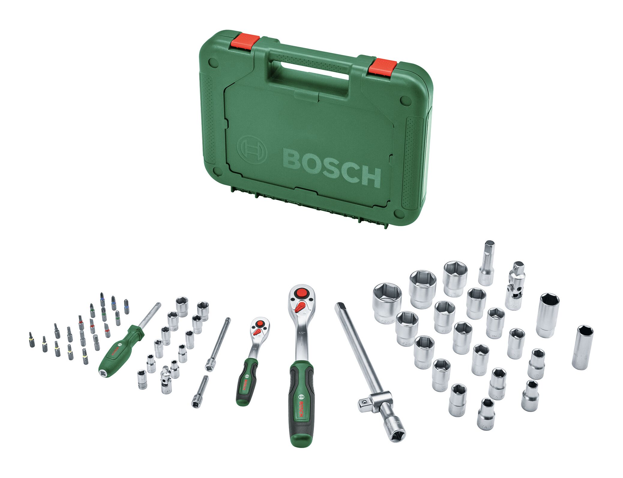 BOSCH Set de douilles 1/4" + 1/2" 57 pièces 1600A02Z9G