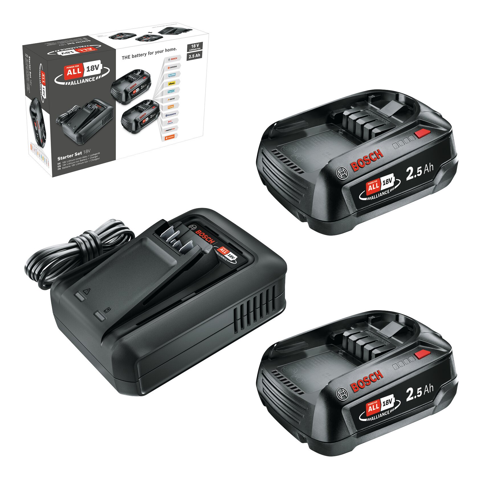 BOSCH Set de démarrage 18V (2 x 2,5 Ah + AL 18V-44) 1600A031T5