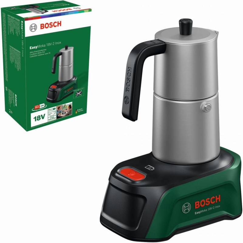 BOSCH EasyMoka 18V-2 Inox Cafetière à café en acier inoxydable, sans batterie 06039E4100