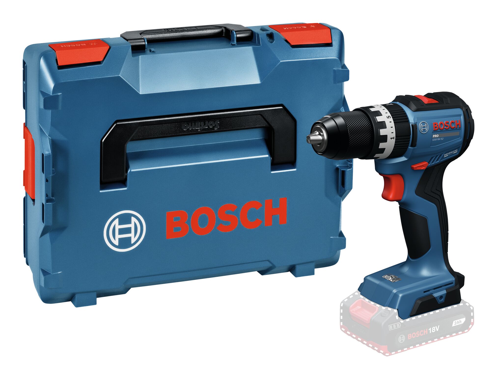 Perceuse-visseuse à percussion sans fil BOSCH GSB18V-52 PROFESSIONAL - sans batterie - L-BOXX 06019S0121