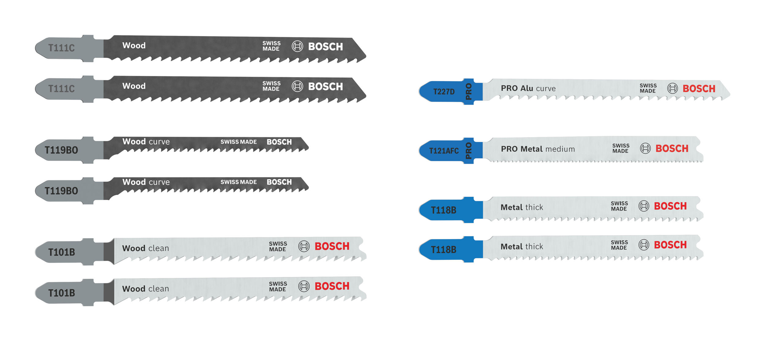 Jeu de lames de scie sauteuse Bosch Wood and Metal Advanced, 10 pièces — lot de 10 pièces