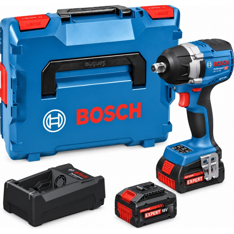 BOSCH GDS18V-750 PROFESSIONAL Perceuse-visseuse à percussion sans fil, 2x8,0 Ah, L-BOXX 06019L9102