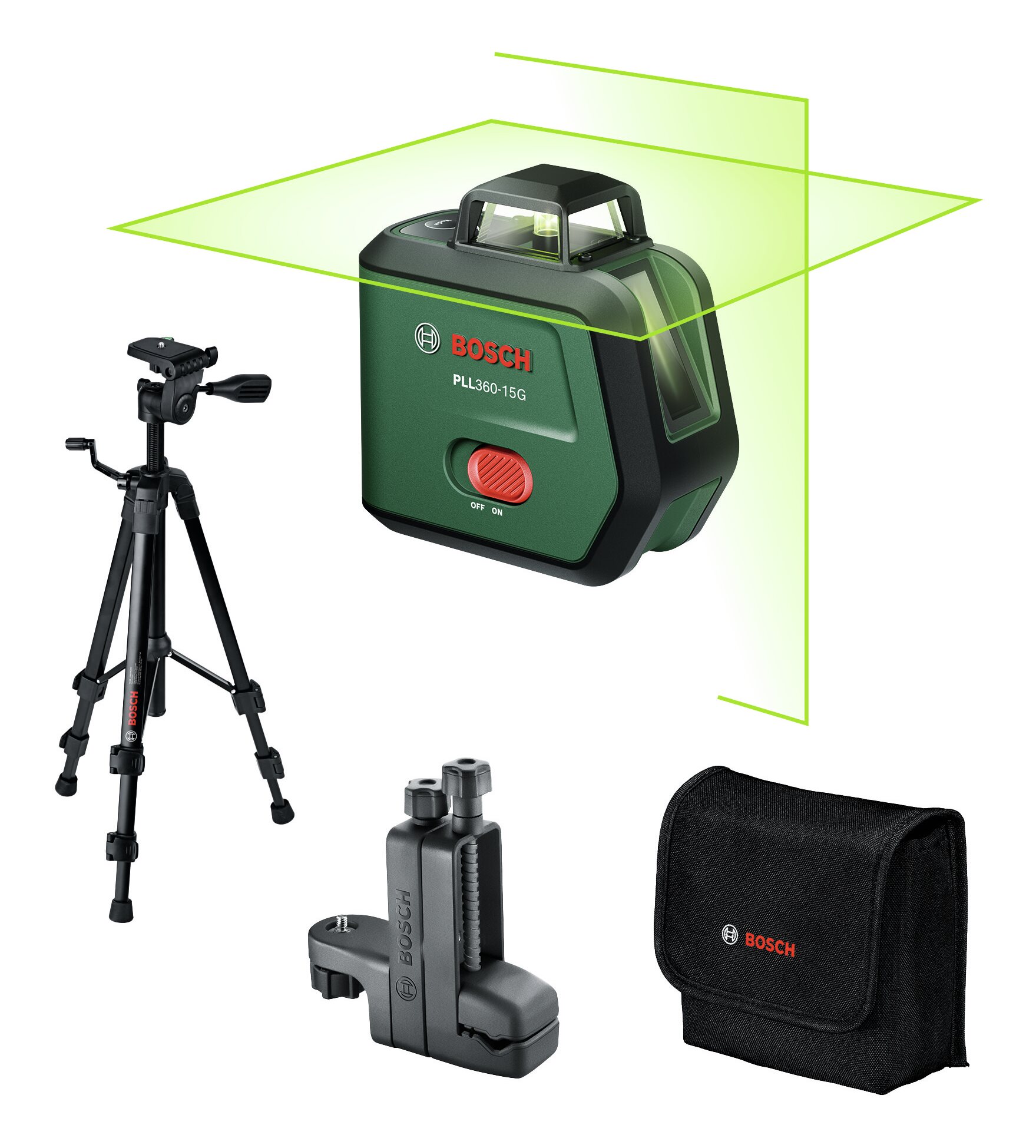 Laser à lignes croisées Bosch PLL360-15G UNI 360° + trépied + support 0603663K02
