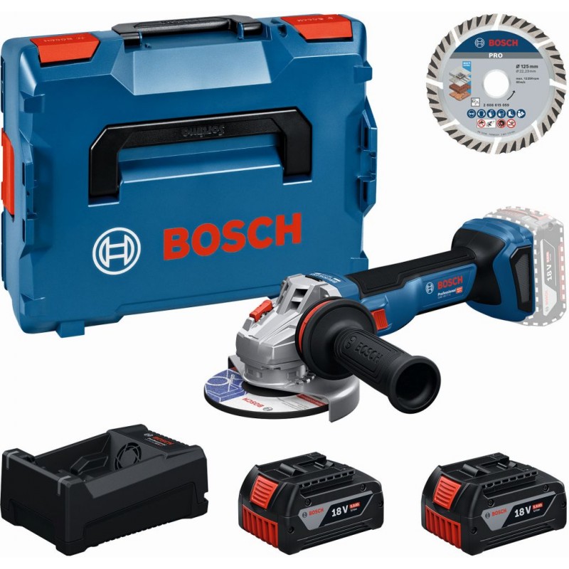 Set d'outils BOSCH GWS 18V-11 S PROFESSIONAL, 2× GBA 5.0Ah + disque + L-BOXX 0615A500E6