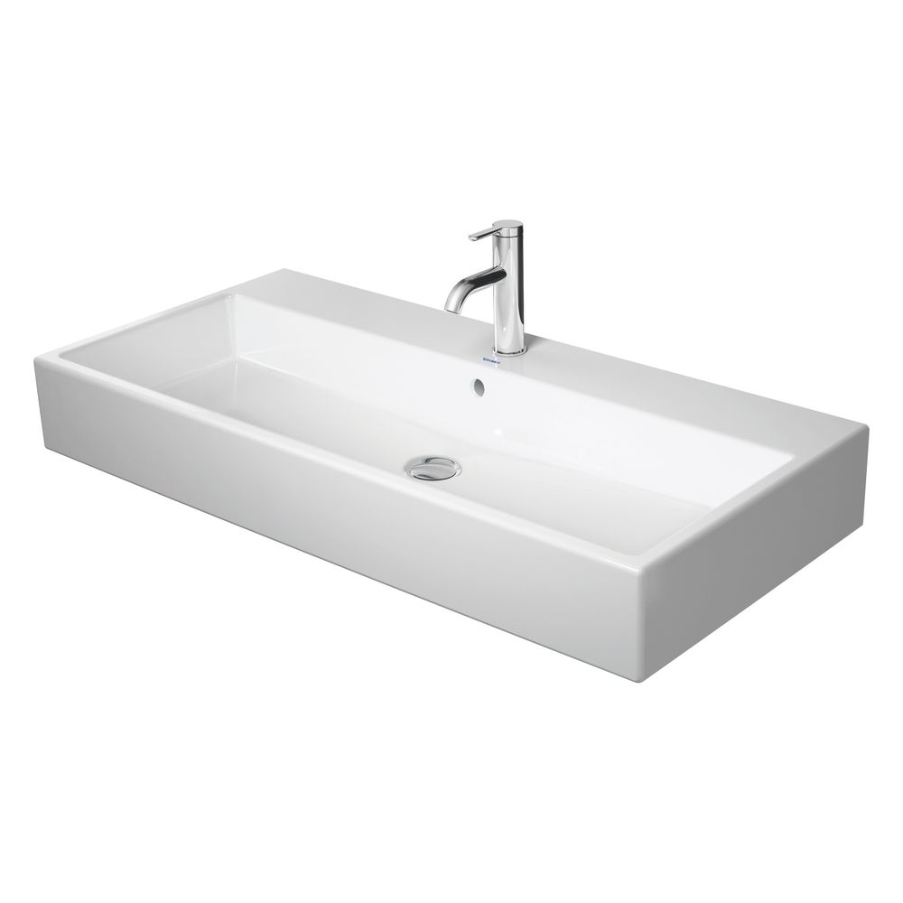 Duravit Vero Air lavabo mural 470x1000x170 mm, blanc brillant, rectangulaire, 1 trou de robinetterie central, 1 trou de robinetterie central, avec trop-plein, poncé