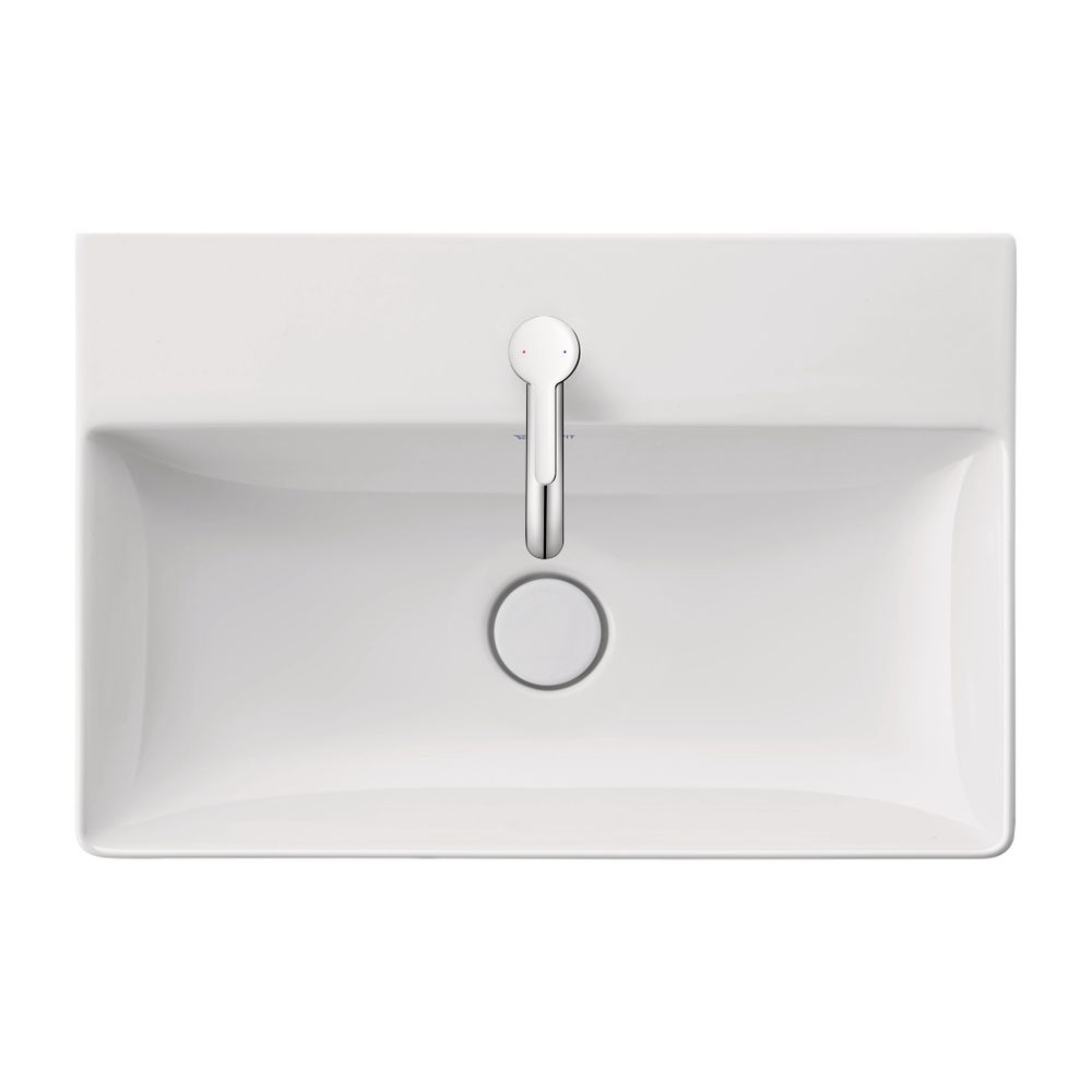 Duravit DuraSquare Lavabo 400x600x145 mm Compact DuraCeram, blanc brillant rectangulaire, 1 trou de robinetterie/évier central, sans trop-plein