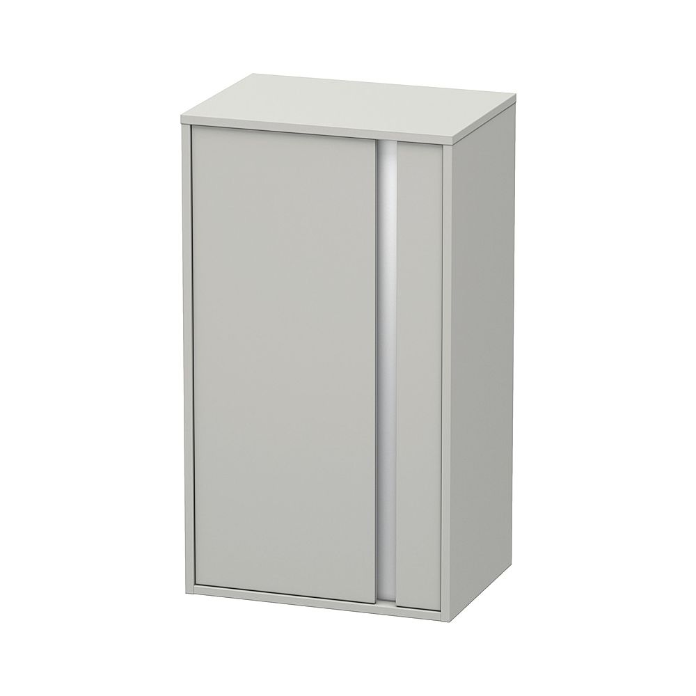Duravit Ketho Meuble haut semi-encastré décor 360x500x880mm Béton Gris Mat, 1 porte G, 2 étagères en verre, bandeau de poignée Argent