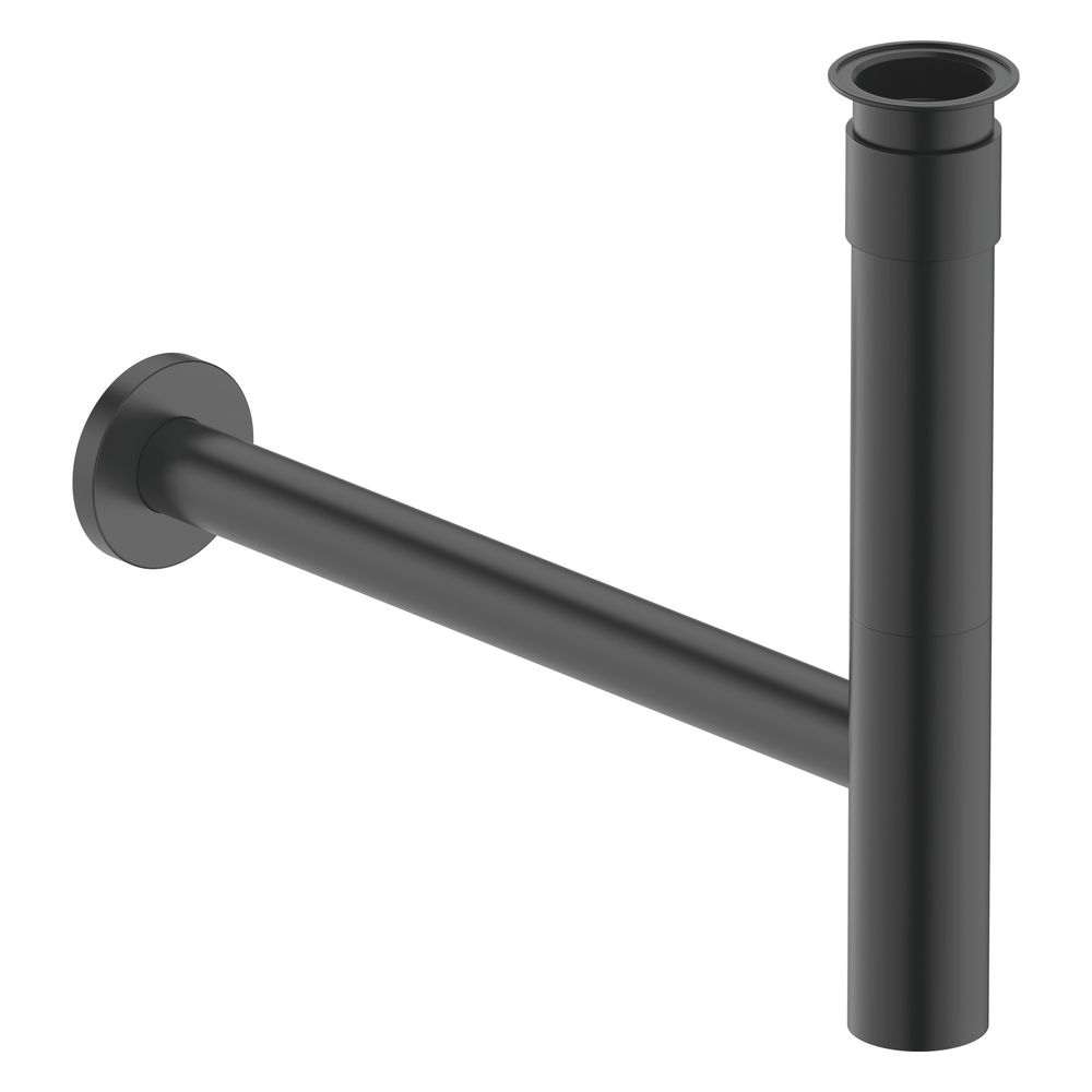 Siphon universel Duravit Design, noir mat, laiton, sortie horizontale, pour lavabo