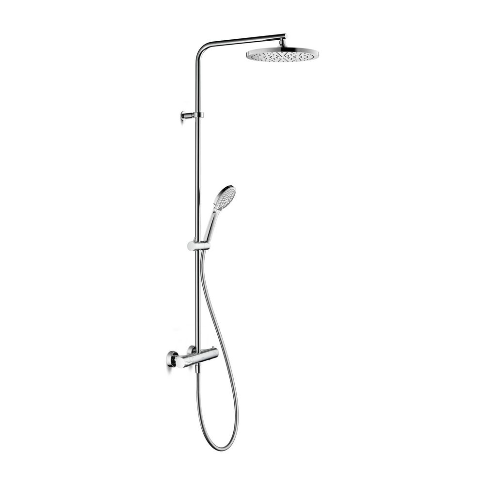 Système de douche Duravit B.2, chromé, thermostatique, pommeau de douche manuel et plafond 250 mm, 11 l/min, réglable en hauteur, 1220 mm