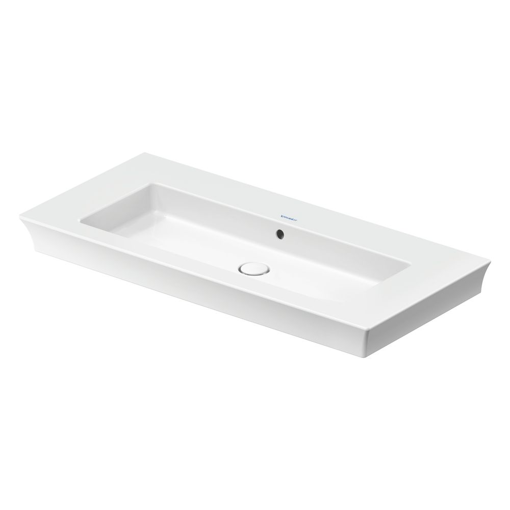 Duravit White Tulip lavabo 490x1055x155 mm, blanc brillant, rectangulaire, 1 emplacement de lavage central, avec trop-plein