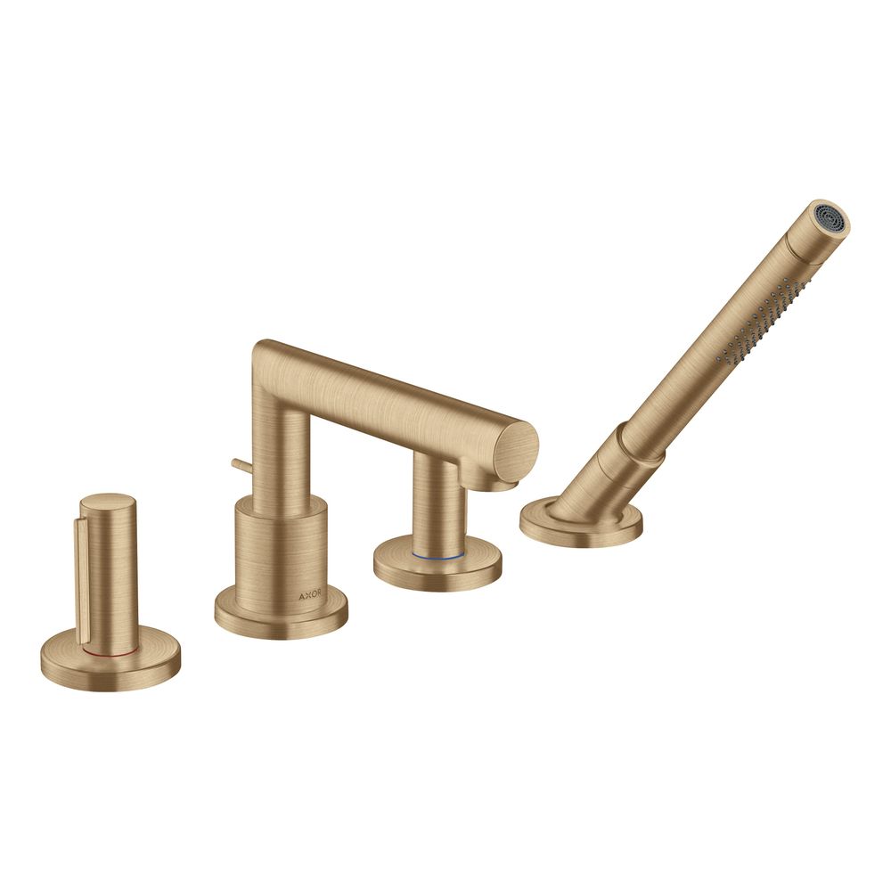 Hansgrohe AXOR Uno Robinet de baignoire à encastrer 4 trous, 22 l/min, poignées Zero, Bronze brossé