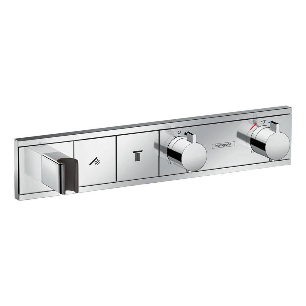 Hansgrohe RainSelect Thermostat encastré, 38 l/min, pour 2 utilisateurs, support de pommeau intégré, Chrome