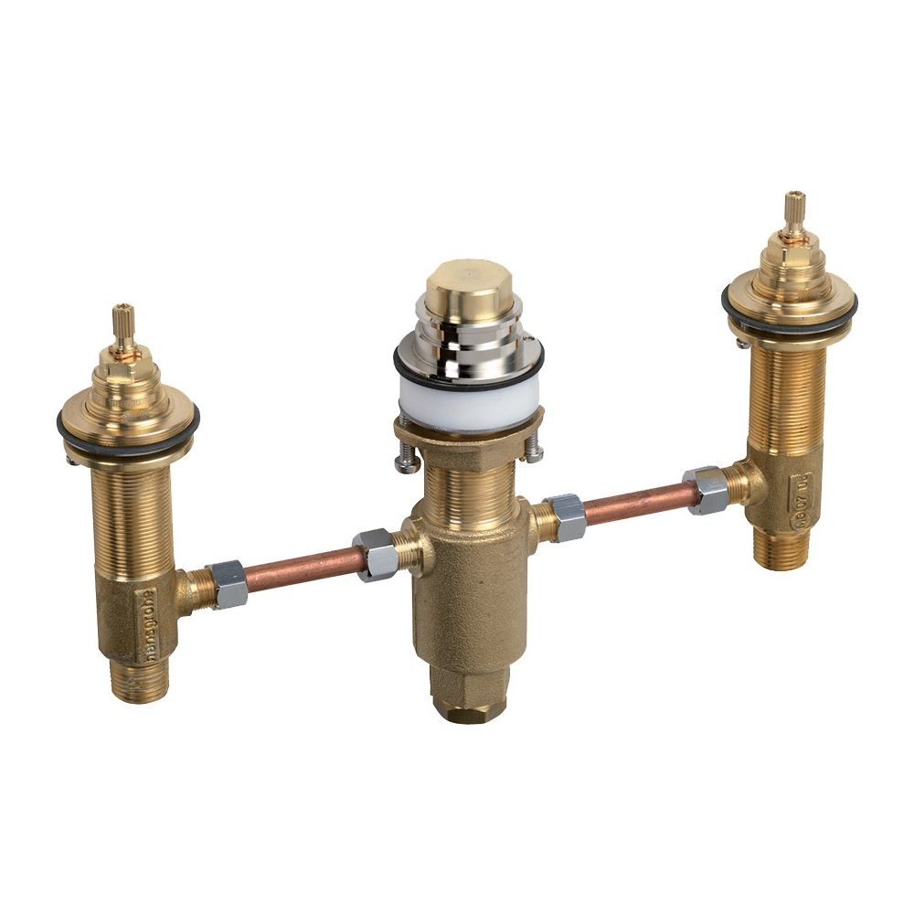 Hansgrohe AXOR corps de base pour robinetterie de bain à 3 trous, vannes céramiques à 90°, G 1/2"