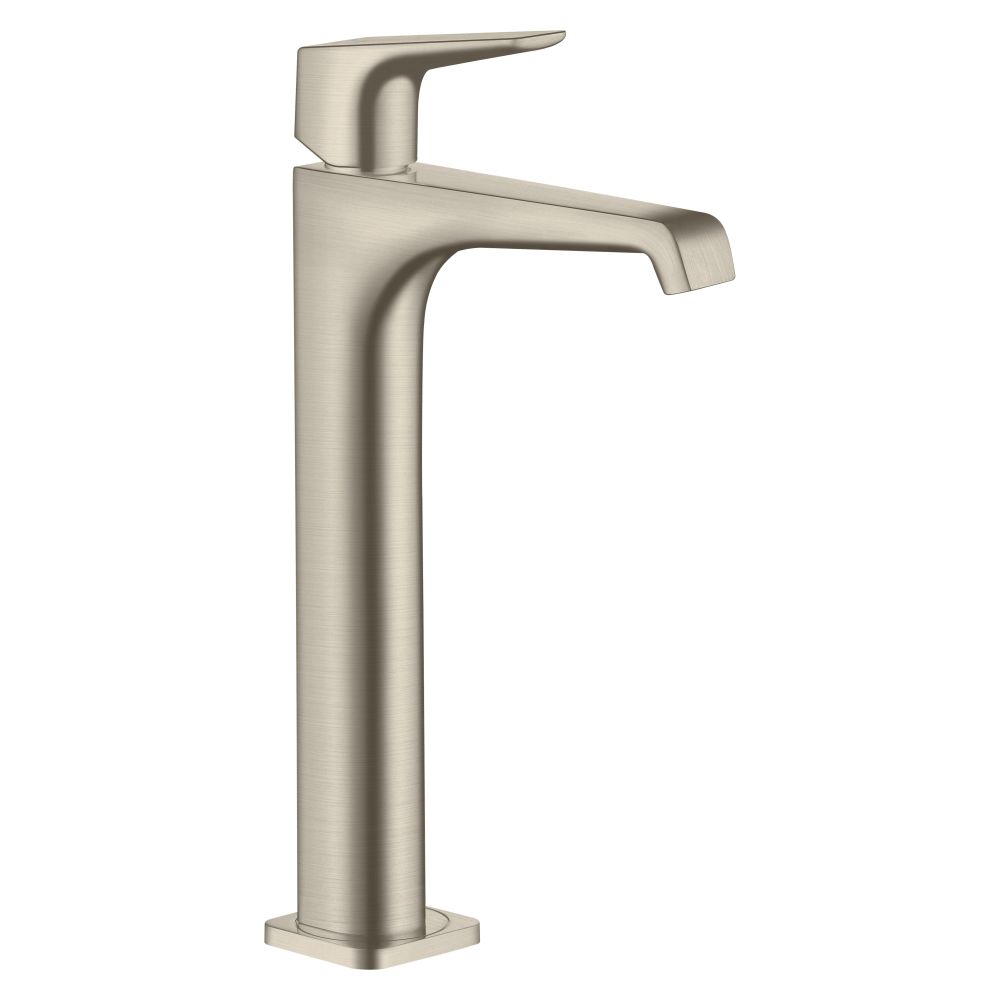 Mitigeur monocommande Hansgrohe AXOR Citterio E pour lavabo 250 mm, levier de commande, garniture d'évacuation pour lavabo à poser, finition Nickel brossé