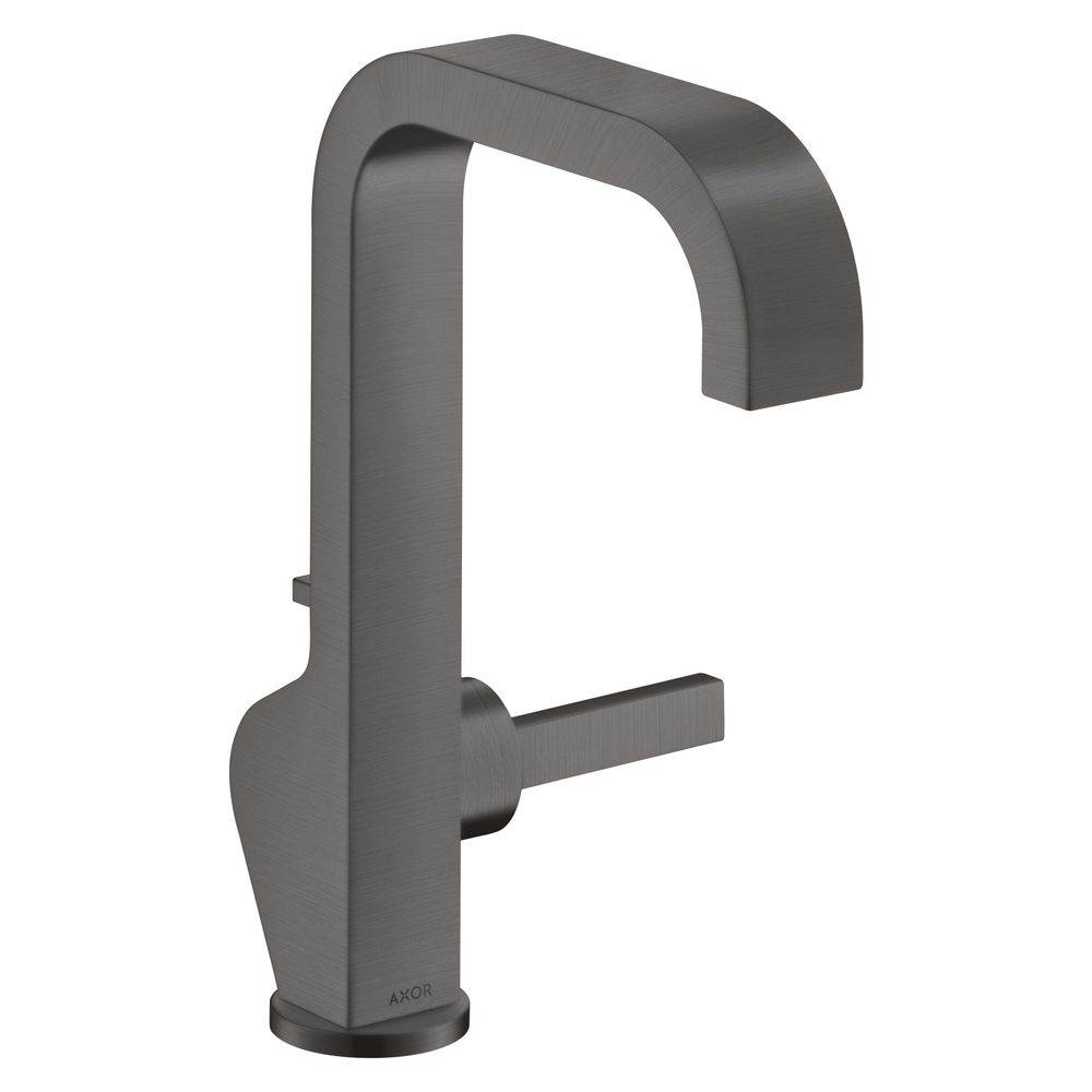 Mélangeur monocommande AXOR Citterio Hansgrohe pour lavabo 190 mm, 5 l/min, poignée Pin, évacuation par tige de traction, finition Chrome brossé noir