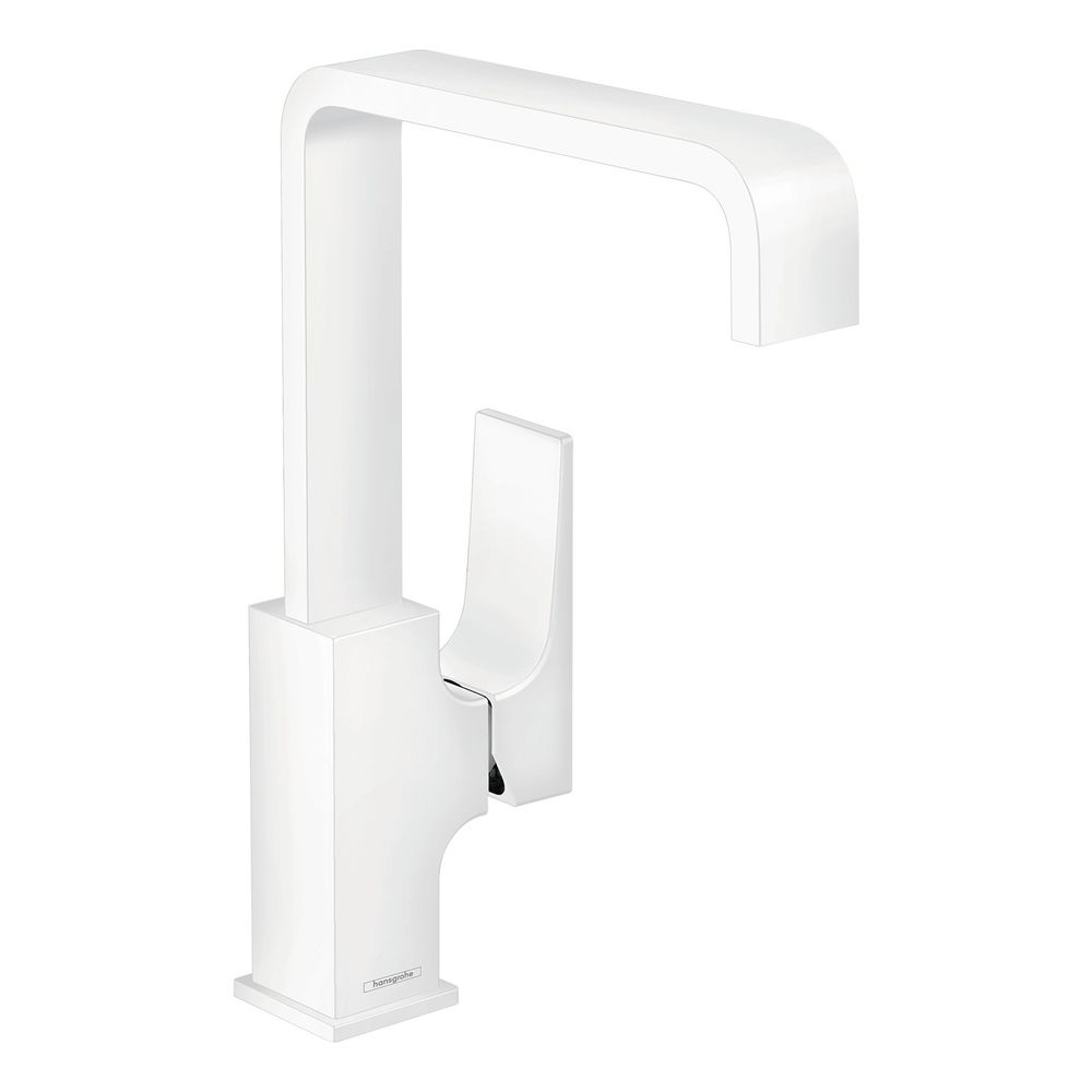 Mitigeur monocommande Hansgrohe Metropol pour lavabo 230mm 5l/min blanc mat, bec 165mm, levier, garniture Push-Open