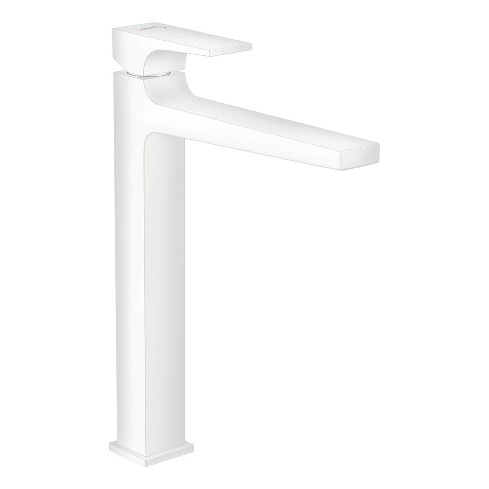 Mélangeur monocommande Metropol Hansgrohe pour lavabo sur colonne, 260 mm, 5 l/min, blanc mat, 204 mm